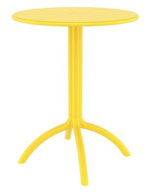 POLYPROPYLENE - TABLES  - PORTO-Table en résine, cadre métallique  -diam 60cm-Finition: plateau jaune/piètement jaune