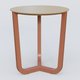Table Basse Fashion Styl piètement tryptique en métal et plateau bois. Plateau Chêne et pietement Brun cuivré (RAL 8004).