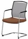DANDY VISITEUR fauteuil luge, dos résille noir, CUIR PLEINE FLEUR coloris camel, structure chrome