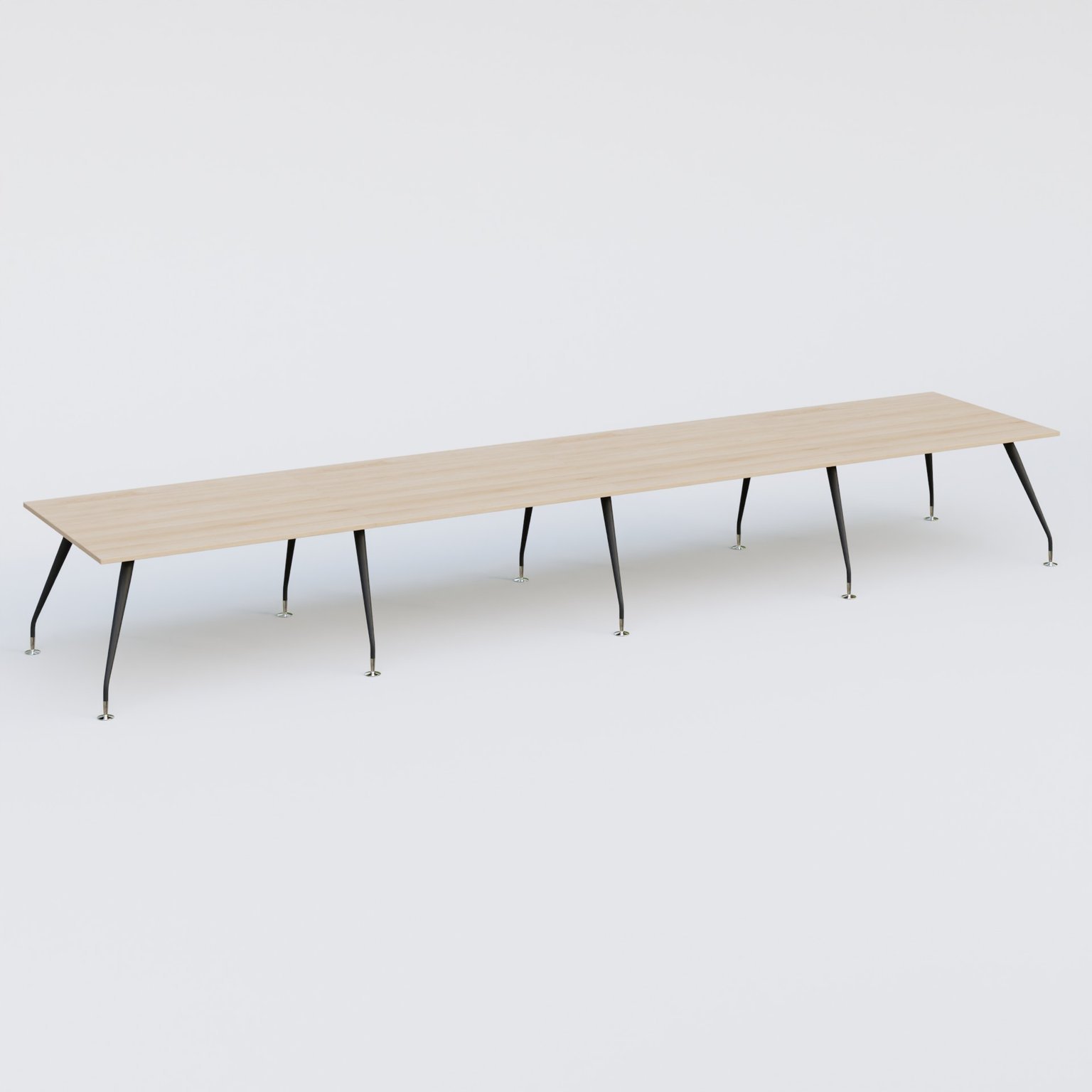 K5 table bench 560*120 cm. Plateau Hêtre et pietement Noir Mat avec base chromé.