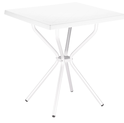 POLYPROPYLENE - TABLES  - CAPRI-Table plateau 70x70 cm en polypropylène recyclable, pieds 25 mm en aluminium anodisé -Finition plateau blanc 