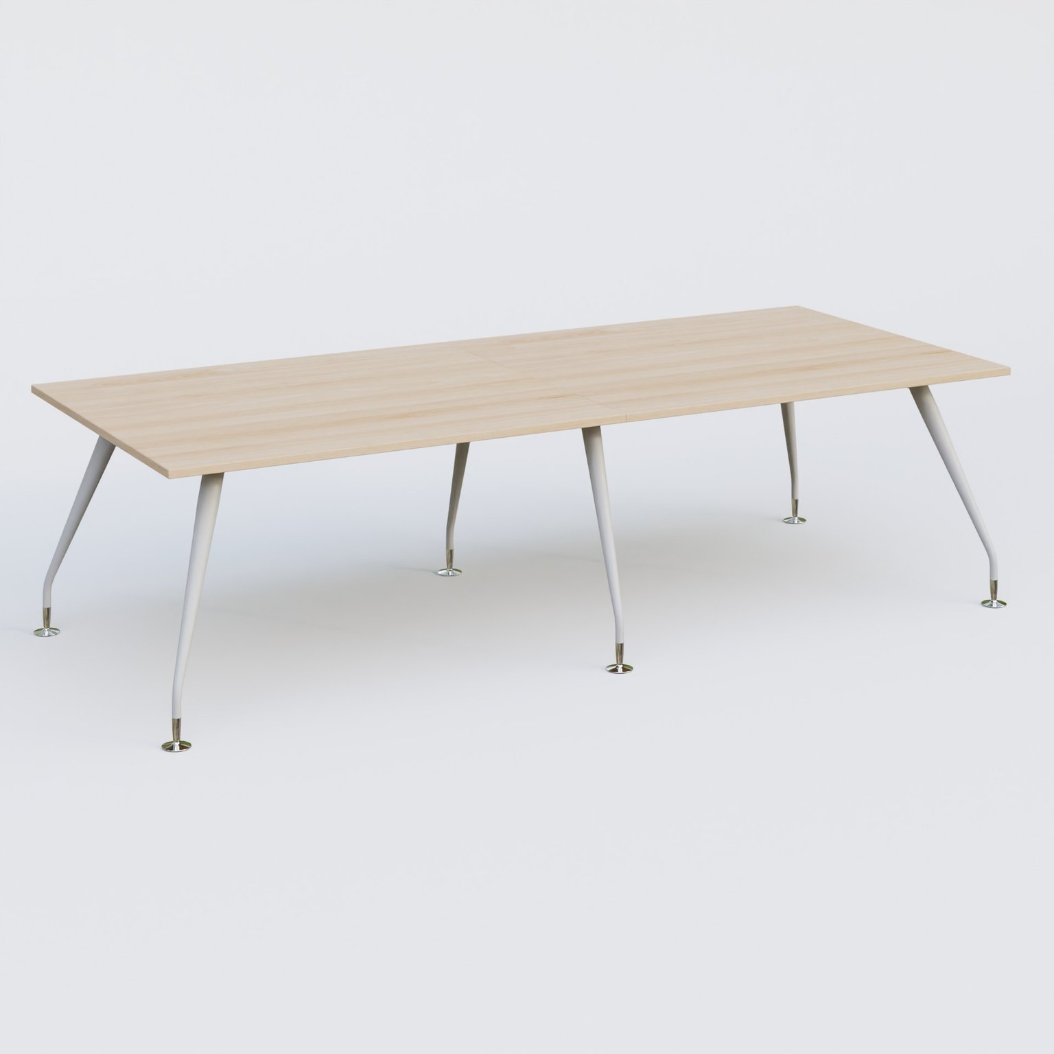 K5 table bench 280*120 cm. Plateau Hêtre et pietement Blanc avec base chromé.