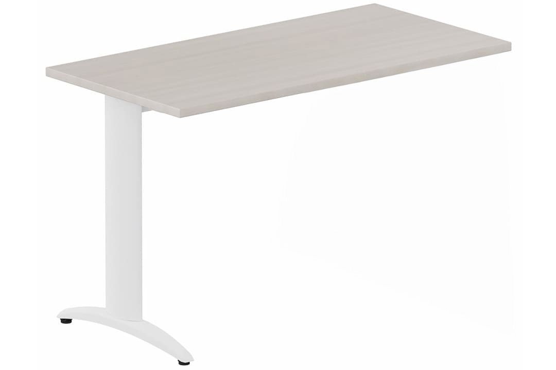 Module composable pied i, L.120xP.60cm, suivant, plateau acacia, structure blanc, plateau acacia, structure blanc