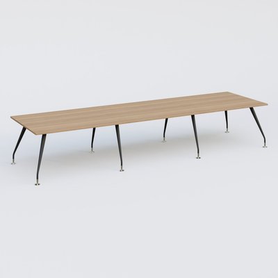 [Pas de famille] - [Pas de sous famille] - K5 table bench 420*120 cm. Plateau Noyer et pietement Noir Mat avec base chromé.