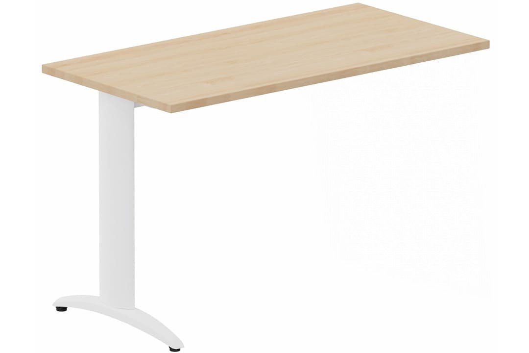 Module composable pied i, L.120xP.60cm, suivant, plateau hêtre, structure blanc, plateau hêtre, structure blanc