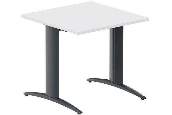 TABLES DE FORMATION - Composables piétement "i" - Module composable pied i, L.80xP.80cm, départ, plateau blanc, structure anthracite, plateau blanc, structure anthracite
