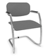 DIVA fauteuil dos tissu. piétement luge chromé. assise et dossier tissu BONDAI coloris gris clair
