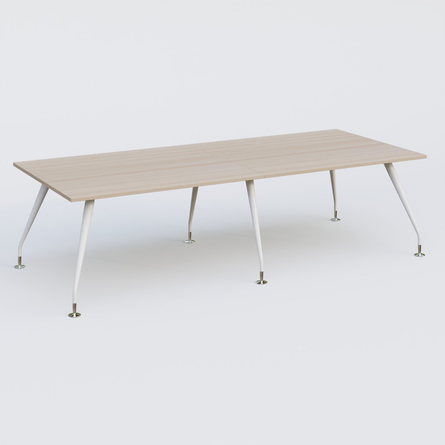 K5 table bench 280*120 cm. Plateau Acacia et pietement Blanc avec base chromé.