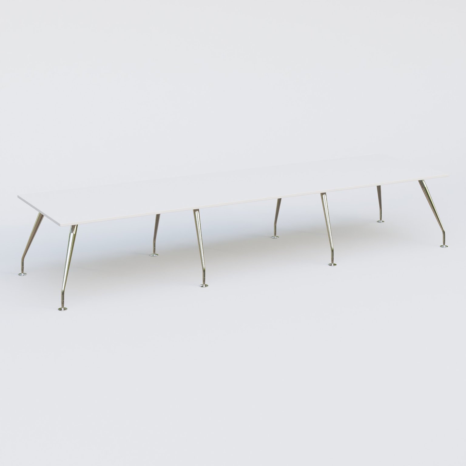 K5 table bench 420*120 cm. Plateau Blanc et pietement Chrome avec base chromé.