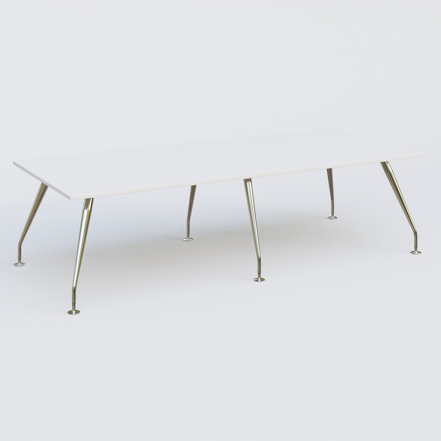 K5 table bench 280*120 cm. Plateau Blanc et pietement Chrome avec base chromé.