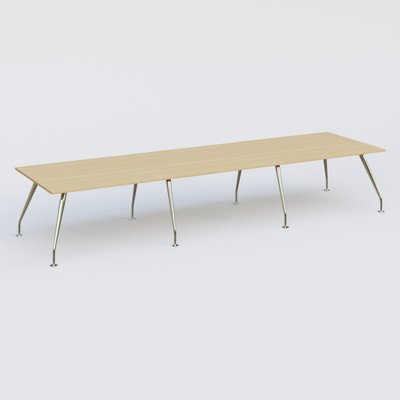 [Pas de famille] - [Pas de sous famille] - K5 table bench 420*120 cm. Plateau Chêne clair et pietement Chrome avec base chromé.