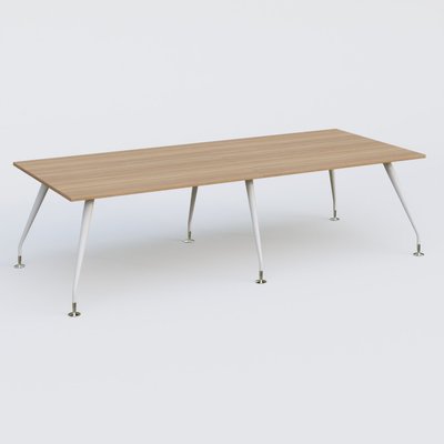 [Pas de famille] - [Pas de sous famille] - K5 table bench 280*120 cm. Plateau Noyer et pietement Blanc avec base chromé.