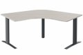 Bureau 120° symétrique, 120x120/80cm, Acacia/Anthracite