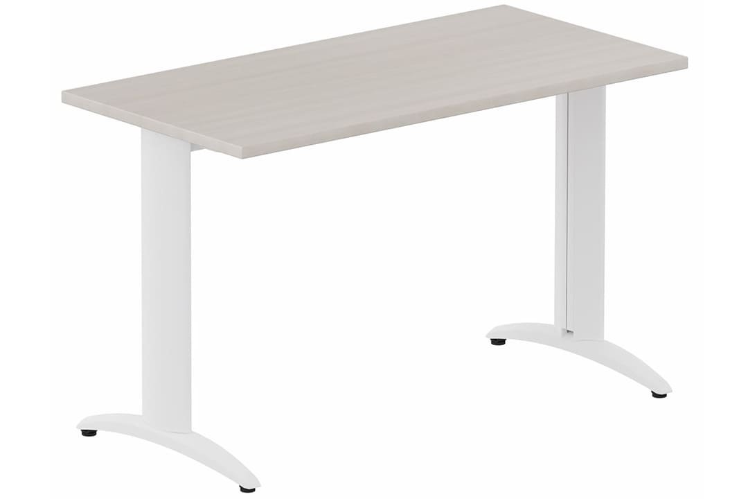 Module composable pied i, L.120xP.60cm, départ, plateau acacia, structure blanc, plateau acacia, structure blanc