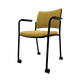 ZEN tissu visiteur - Chaise 4 pieds sur roulettes accotoirs laqué noir (A).Assise et dossier tissu Step Moutarde STJ (L17)