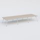 K5 table de reunion 480*165 cm. Plateau Acacia et pietement Blanc avec base chromé.