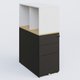 Caisson HB 3 tiroirs avec niche. Caisson Noir Grainé top de finition Chêne clair et niche blanche.