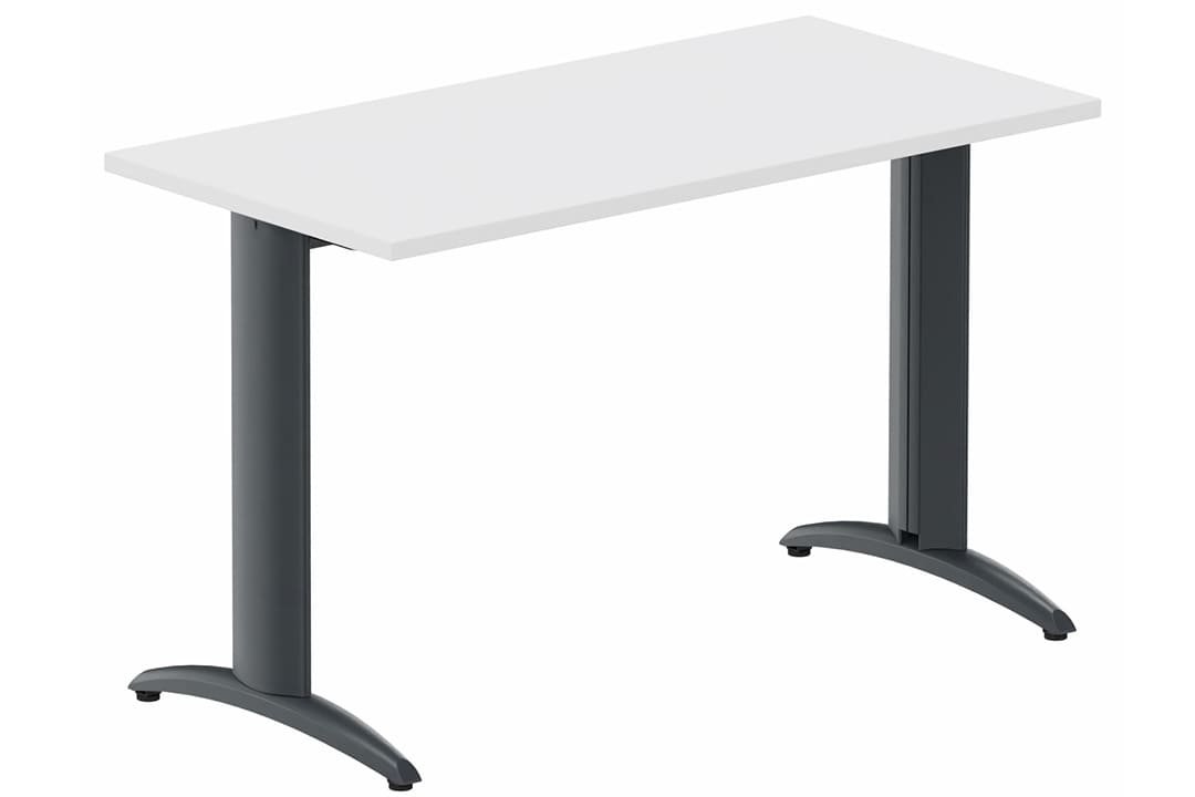 Module composable pied i, L.120xP.60cm, départ, plateau blanc, structure anthracite, plateau blanc, structure anthracite