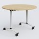 Table ronde gamme Arca D110 cm. Plateau Chêne clair et pietement Blanc.