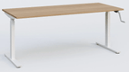 K_Pro 1 Poste solo RH 70-116 cm . Plateau 200*80 épaisseur 25mm, plateau noyer, pieds blancs