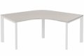 Plan Compact 120° symétrique 120x120/80cm structure pied d'angle, plateau acacia, structure blanc