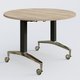 Table ronde de la gamme LEM D110 cm. Plateau Chêne naturel et pietement Noir/Chrome.