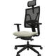 E.T BLACK MESH fauteuil manager + têtière avec accotoirs mécanique synchrone décalé avec translation d'assise, tissu STEP coloris beige chiné, dos résille noire sur cadre noir, accotoirs 4D, embase noire