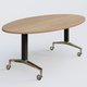 Table ovale de la gamme LEM 200-110 cm. Plateau Noyer et pietement Noir/Chrome.