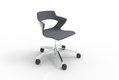 SWEETY Chaise réglable en hauteur,  5 branches sur roulettes en aluminium poli , coque polypropylène coloris blanc, placets assise et dossier tissu BONDAI coloris gris moyen