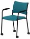 ZEN tissu visiteur - Chaise 4 pieds sur roulettes accotoirs laqué noir (A).Assise et dossier tissu Step Turquoise STU (L03)