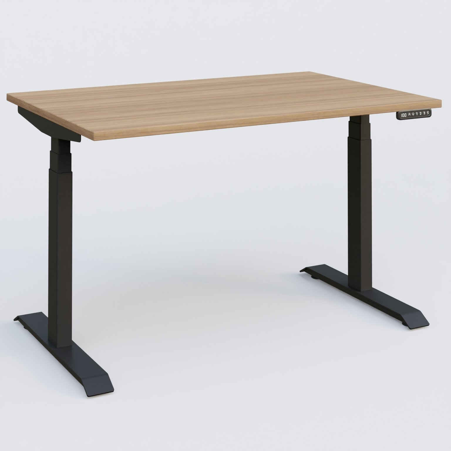 Poste solo 120*80 réglable en hauteur éléctriquement de 65-130 cm gamme KPro3. Plateau Noyer et pietement Noir.