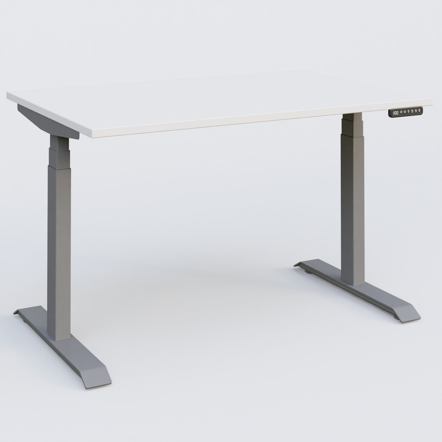 Poste solo 120*80 réglable en hauteur éléctriquement de 65-130 cm gamme KPro3. Plateau Blanc et pietement Aluminium.