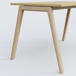 [Pas de famille] - [Pas de sous famille] - Bureau K9 piètement incliné en bois et plateau 180*80 cm. Plateau Chêne clair et pietement bois massif de hêtre.