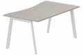 Plan vague symétrique 180 x 90 x 80 cm, plateau acacia, structure blanc