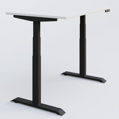[Pas de famille] - [Pas de sous famille] - Poste solo 160*80 réglable en hauteur éléctriquement de 65-130 cm gamme KPro3. Plateau Blanc et pietement Noir.