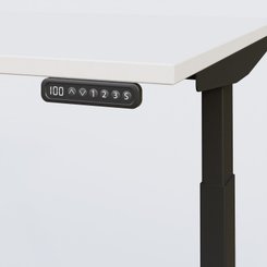 [Pas de famille] - [Pas de sous famille] - Poste solo 160*80 réglable en hauteur éléctriquement de 65-130 cm gamme KPro3. Plateau Blanc et pietement Noir.