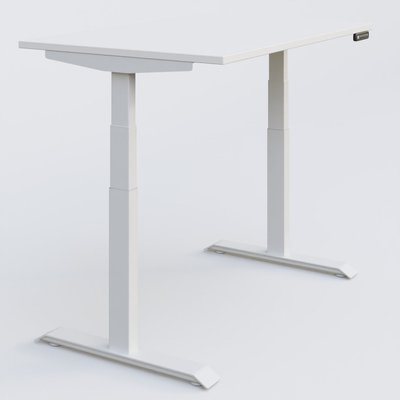 [Pas de famille] - [Pas de sous famille] - Poste solo 140*80 réglable en hauteur éléctriquement de 65-130 cm gamme KPro3. Plateau Blanc et pietement Blanc.
