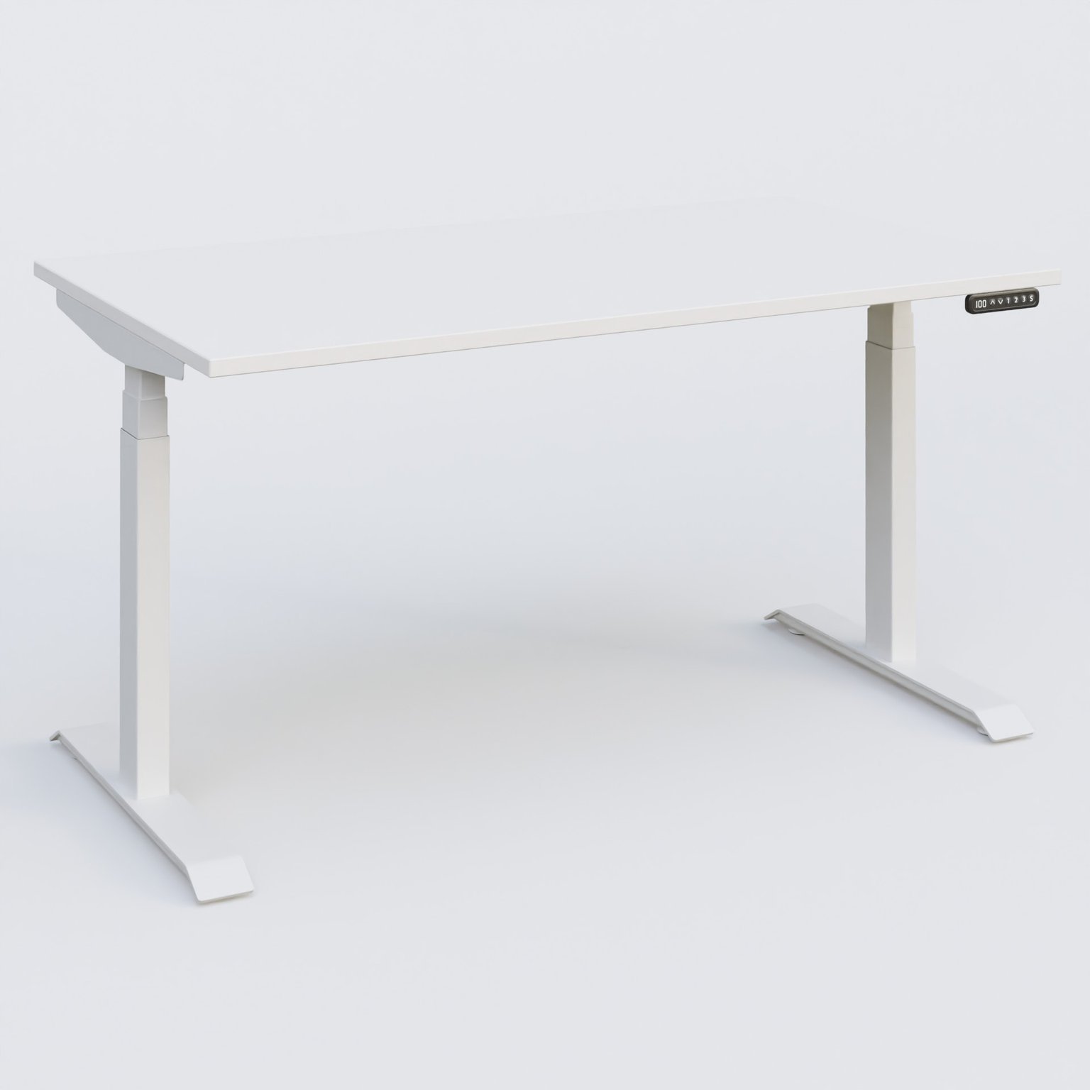 Poste solo 140*80 réglable en hauteur éléctriquement de 65-130 cm gamme KPro3. Plateau Blanc et pietement Blanc.