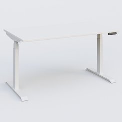 [Pas de famille] - [Pas de sous famille] - Poste solo 140*80 réglable en hauteur éléctriquement de 65-130 cm gamme KPro3. Plateau Blanc et pietement Blanc.