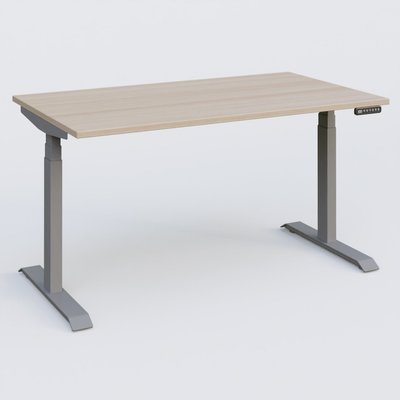 [Pas de famille] - [Pas de sous famille] - Poste solo 140*80 réglable en hauteur éléctriquement de 65-130 cm gamme KPro3. Plateau Acacia et pietement Aluminium.