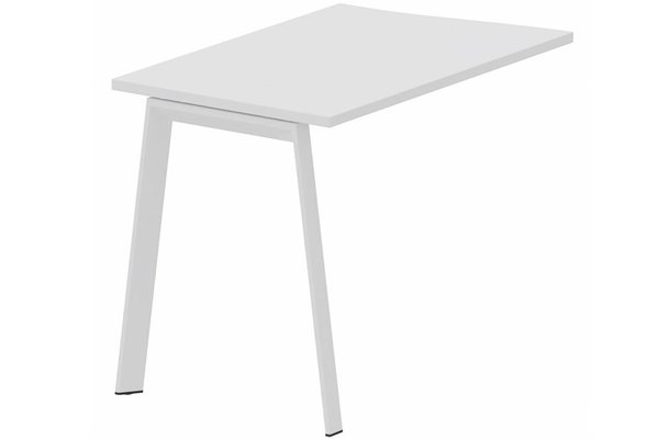 Gamme K8 - Extensions - Plans vagues - Retour vague à gauche 90 x 60 cm sur pied K7, plateau blanc, structure blanc