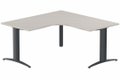 Plan Compact 90° symétrique 160x160/80cm structure pied d'angle, plateau acacia, structure anthracite