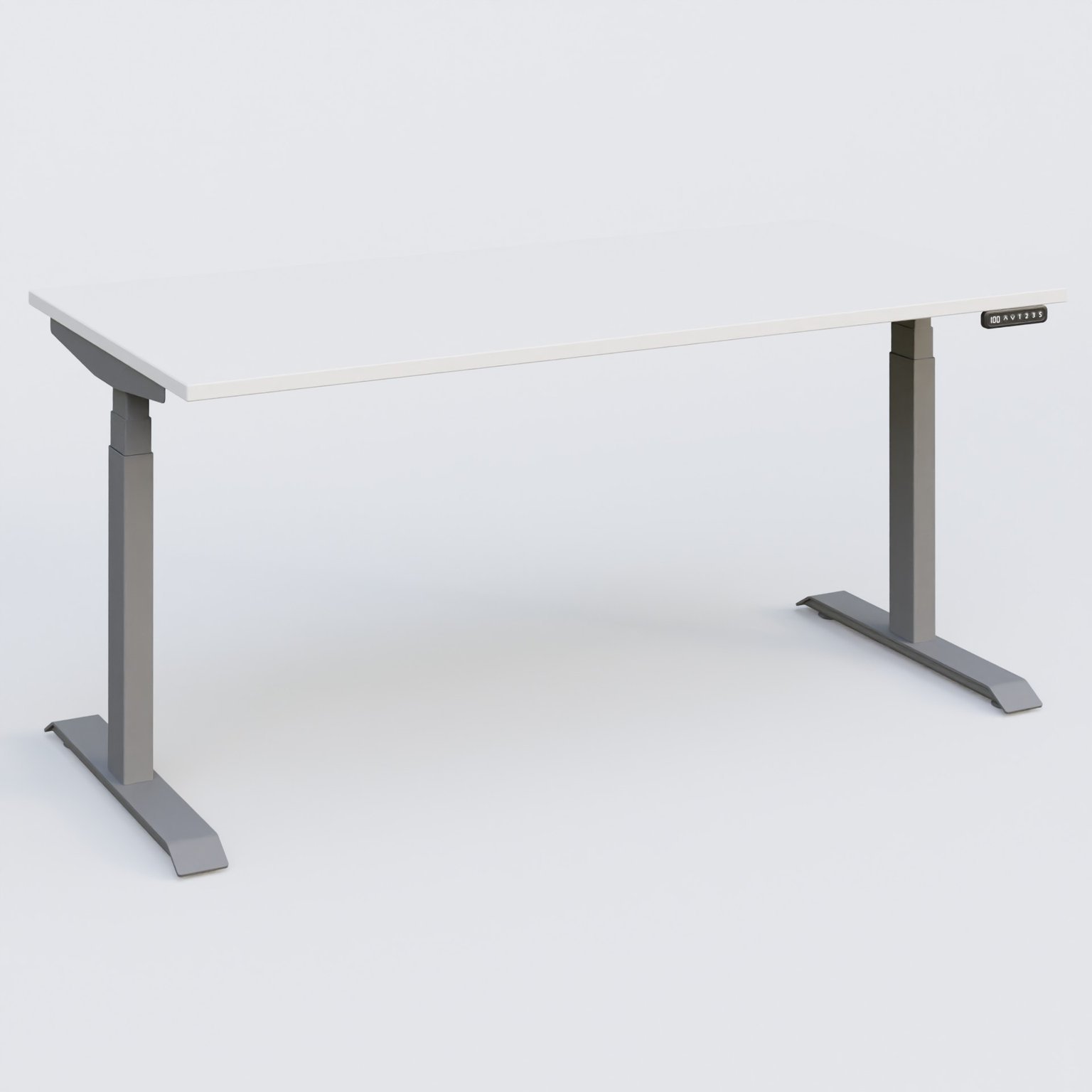 Poste solo 160*80 réglable en hauteur éléctriquement de 65-130 cm gamme KPro3. Plateau Blanc et pietement Aluminium.