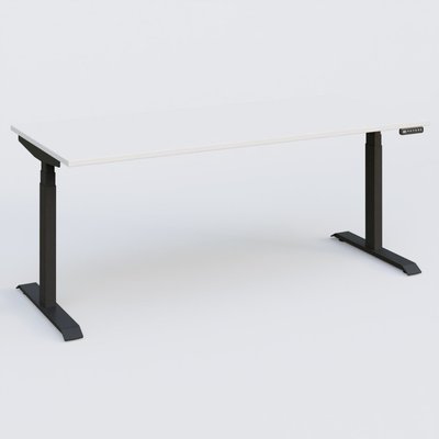 [Pas de famille] - [Pas de sous famille] - Poste solo 180*80 réglable en hauteur éléctriquement de 65-130 cm gamme KPro3. Plateau Blanc et pietement Noir.