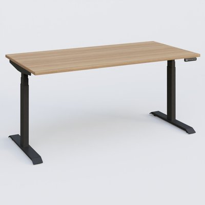[Pas de famille] - [Pas de sous famille] - Poste solo 160*80 réglable en hauteur éléctriquement de 65-130 cm gamme KPro3. Plateau Noyer et pietement Noir.
