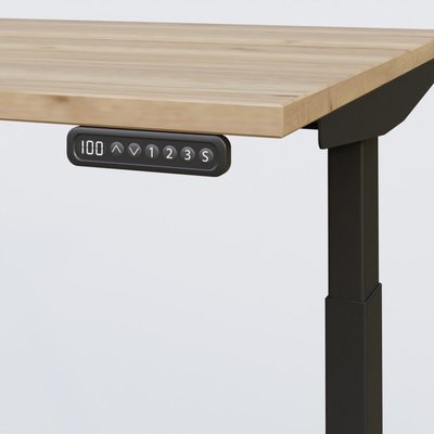 [Pas de famille] - [Pas de sous famille] - Poste solo 160*80 réglable en hauteur éléctriquement de 65-130 cm gamme KPro3. Plateau Chêne naturel et pietement Noir.