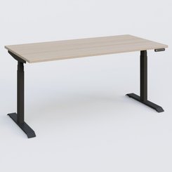 [Pas de famille] - [Pas de sous famille] - Poste solo 160*80 réglable en hauteur éléctriquement de 65-130 cm gamme KPro3. Plateau Acacia et pietement Noir.