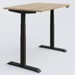 [Pas de famille] - [Pas de sous famille] - Poste solo 160*80 réglable en hauteur éléctriquement de 65-130 cm gamme KPro3. Plateau Chêne naturel et pietement Noir.