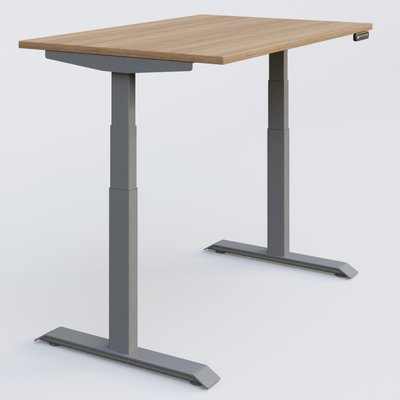 [Pas de famille] - [Pas de sous famille] - Poste solo 160*80 réglable en hauteur éléctriquement de 65-130 cm gamme KPro3. Plateau Noyer et pietement Aluminium.