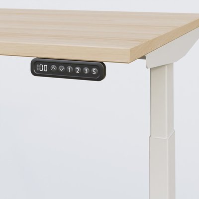 [Pas de famille] - [Pas de sous famille] - Poste solo 180*80 réglable en hauteur éléctriquement de 65-130 cm gamme KPro3. Plateau Hêtre et pietement Blanc.